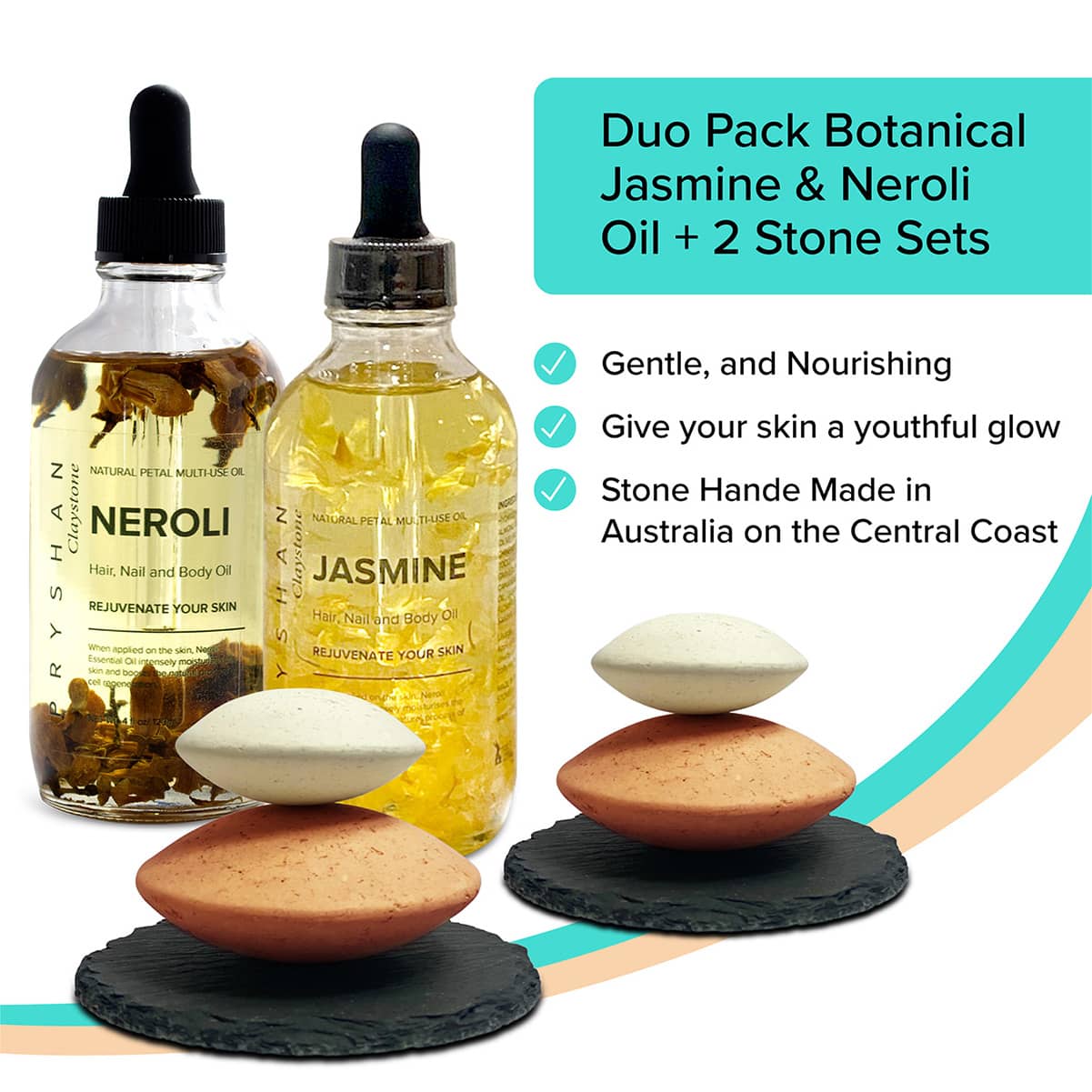 Duo Pack Neroli + Jasmine Oils + Stone Sets