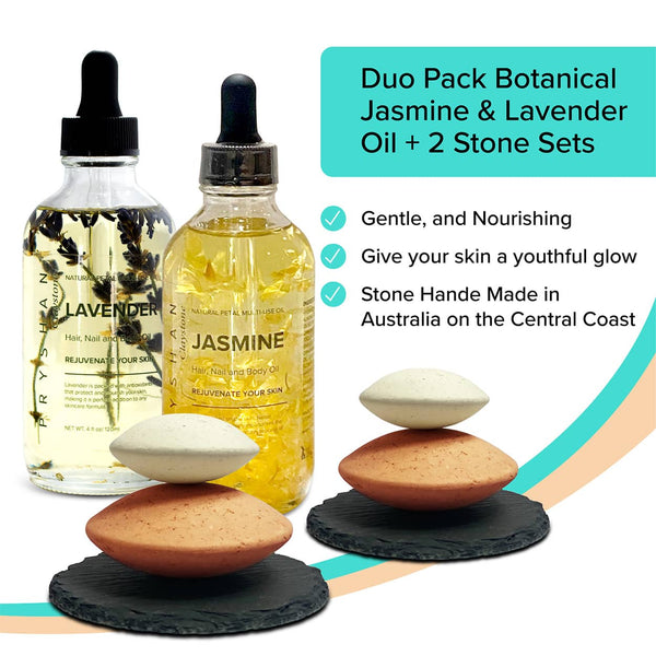 Duo Pack Botanical Lavender + Jasmine Oils + Stone Sets